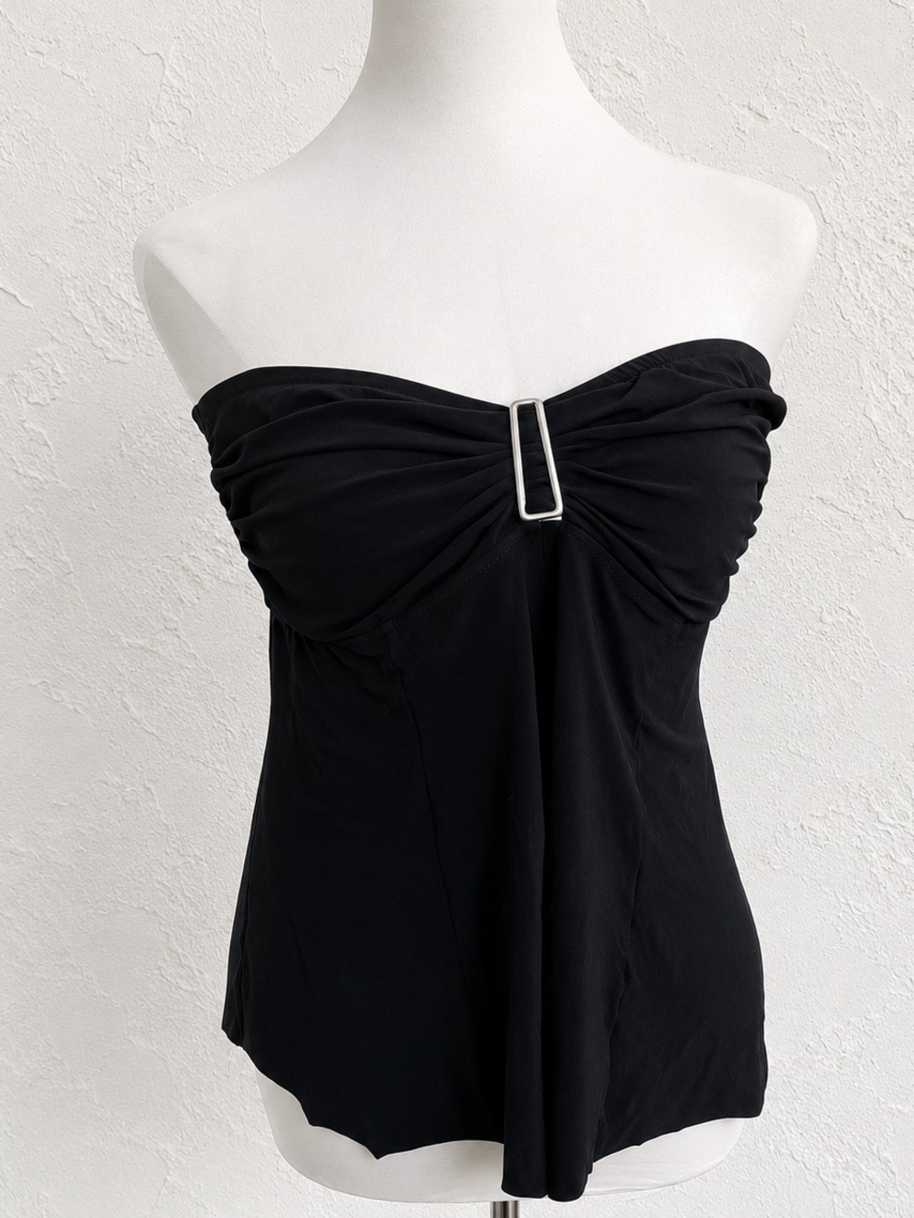Y2K Black Strapless Ruched Top Whimsigoth Going Out Swim Tankini Top 12